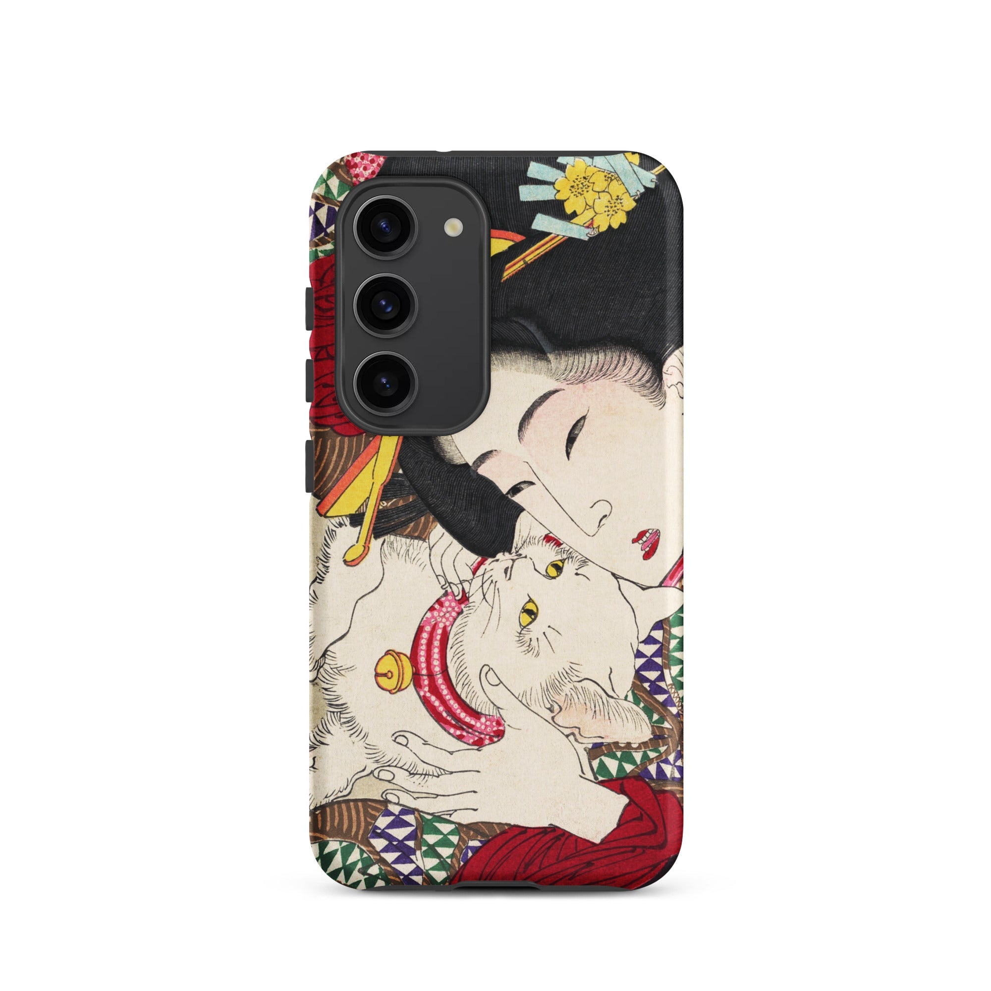 Japanese Woman and Cat Tsukioka Yoshitoshi Samsung Case, Galaxy S23 / Matte, Smartphone Case Ukiyo e Style Illustration Woman Cat