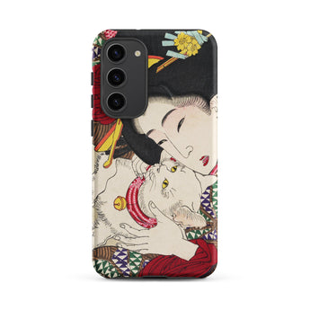 Japanese Woman and Cat - Tsukioka Yoshitoshi Samsung Case, Galaxy S23 Plus / Matte, Phone Case Japanese Ukiyo-e Style Illustration Woman Cat