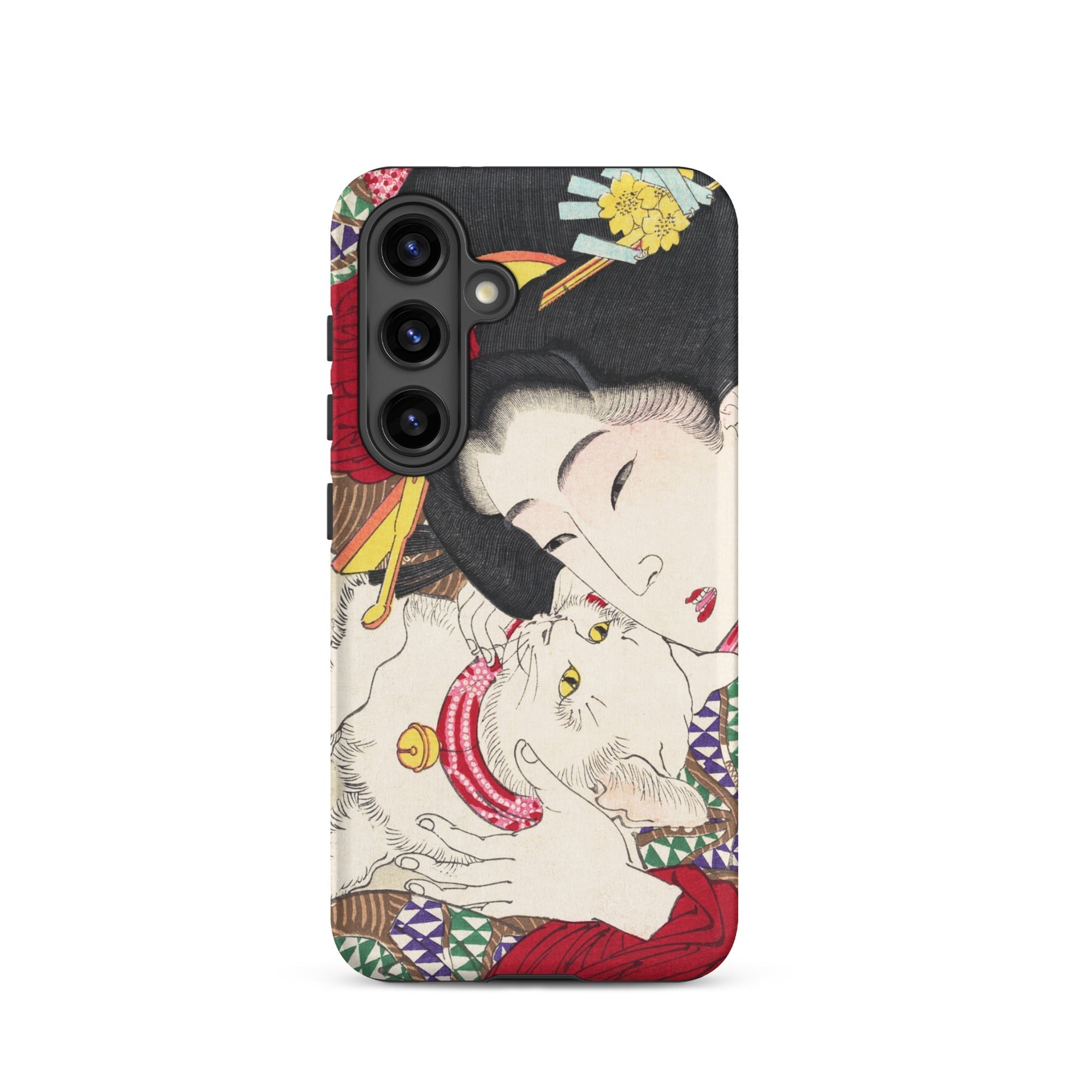 Japanese Woman and Cat Tsukioka Yoshitoshi Samsung Case, Galaxy S24 / Matte, Smartphone Case Traditional Japanese Ukiyo e Style