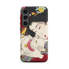 Japanese Woman and Cat Tsukioka Yoshitoshi Samsung Case, Galaxy S24 Plus / Matte, Smartphone Case Japanese Ukiyo e Style Illustration Woman