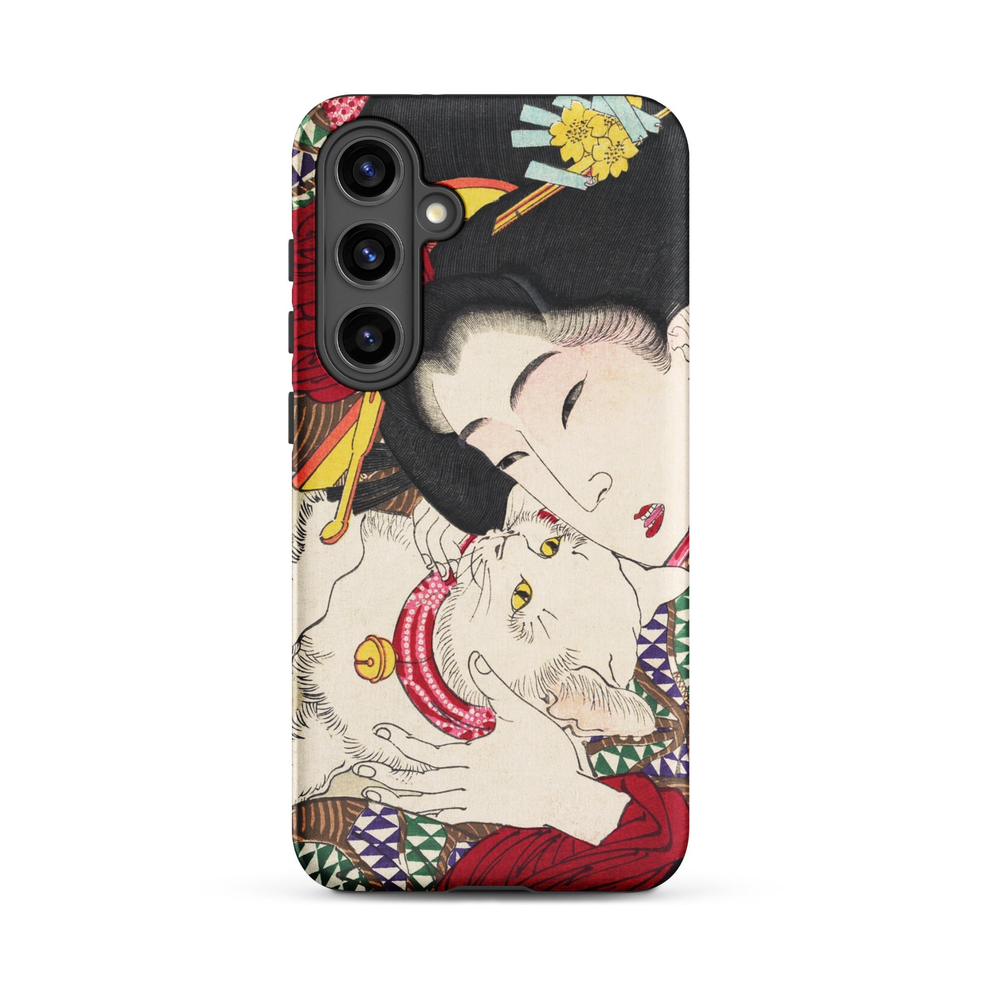 Japanese Woman and Cat Tsukioka Yoshitoshi Samsung Case, Galaxy S24 Plus / Matte, Smartphone Case Japanese Ukiyo e Style Illustration Woman