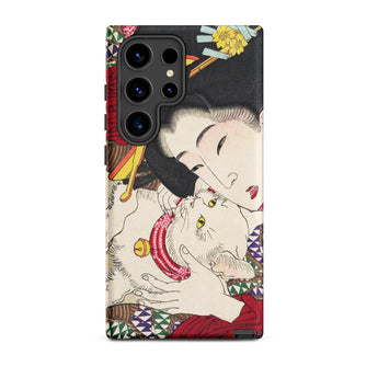 Japanese Woman and Cat - Tsukioka Yoshitoshi Samsung Case, Galaxy S24 Ultra / Matte, Smartphone Case Traditional Japanese Ukiyo-e Style