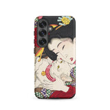 Japanese Woman and Cat - Tsukioka Yoshitoshi Samsung Case, Galaxy S25 / Matte, Phone Case Japanese Ukiyo-e Style Illustration Woman Cat