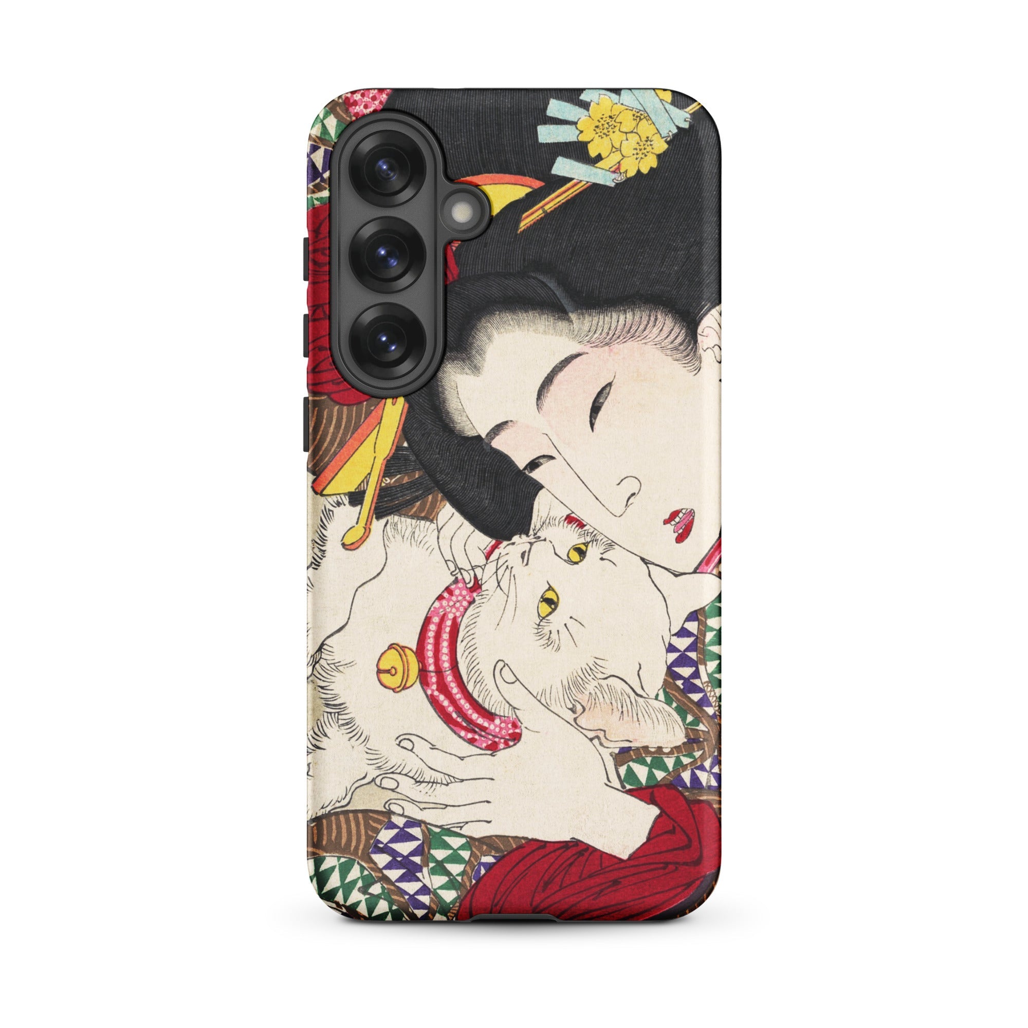 Japanese Woman and Cat Tsukioka Yoshitoshi Samsung Case, Galaxy S25 Plus / Matte, Smartphone Case Japanese Ukiyo e Style Illustration Woman