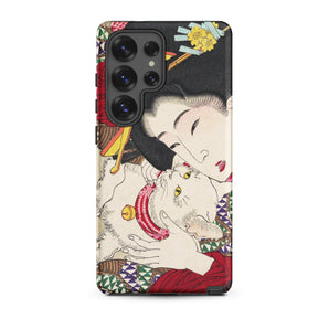 Japanese Woman and Cat - Tsukioka Yoshitoshi Samsung Case, Galaxy S25 Ultra / Matte, Smartphone Case Traditional Japanese Art Design Woman