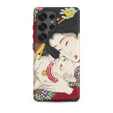 Japanese Woman and Cat - Tsukioka Yoshitoshi Samsung Case, Galaxy S25 Ultra / Matte, Smartphone Case Traditional Japanese Art Design Woman