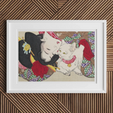 Japanese Woman and Cat - Yoshitoshi Art Print, Framed Japanese Woodblock Print