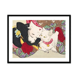 Japanese Woman and Cat - Yoshitoshi Art Print, Framed Japanese Woodblock Print
