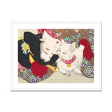 Japanese Woman and Cat - Yoshitoshi Art Print, Framed Japanese Woodblock Print Woman Cat