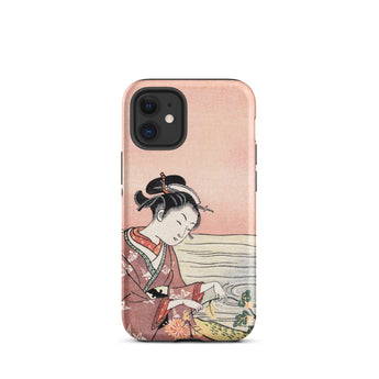 Japanische Frau pflückt Chrysantheme - Suzuki Harunobu Iphone Case, 12 Mini / Matt, Handyhüllen, Toby Leon