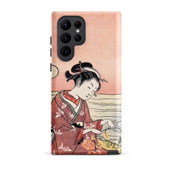 Japanese Woman Picking Chrysanthemum - Suzuki Harunobu Phone Case Samsung Galaxy S22 Ultra / Matte Pink-toned Phone Case Traditional