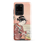 Japanese Woman Picking Chrysanthemum - Suzuki Harunobu Phone Case Samsung Galaxy S20 Ultra / Gloss Pink Phone Case Traditional Japanese