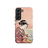 Japanese Woman Picking Chrysanthemum - Suzuki Harunobu Phone Case Samsung Galaxy S22 / Matte Pink Phone Case Traditional Japanese