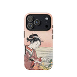 Japanese Woman Picking Chrysanthemum - Suzuki Harunobu Phone Case Iphone 17 Pro / Matte Pink Phone Case Traditional Japanese Woodblock