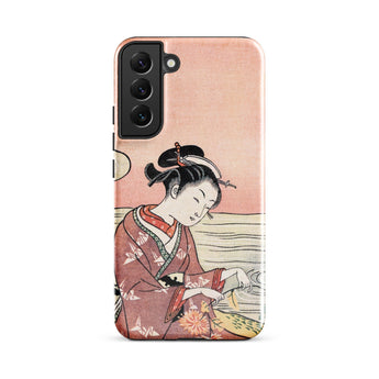 Japanese Woman Picking Chrysanthemum - Suzuki Harunobu Phone Case Samsung Galaxy S22 Plus / Gloss Pink Phone Case Traditional Japanese
