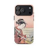 Japanese Woman Picking Chrysanthemum - Suzuki Harunobu Phone Case Iphone 17 Pro Max / Gloss Rose Gold Iphone 13 Pro Case Detailed