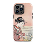 Japanese Woman Picking Chrysanthemum - Suzuki Harunobu Phone Case Iphone 14 Pro Max / Gloss Soft Pink Phone Case Traditional Japanese