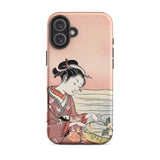 Japanese Woman Picking Chrysanthemum - Suzuki Harunobu Phone Case Iphone 16 Plus / Matte Soft Pink Phone Case Traditional Japanese