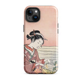 Japanese Woman Picking Chrysanthemum - Suzuki Harunobu Phone Case Iphone 15 Plus / Gloss Soft Pink Phone Case Traditional Japanese