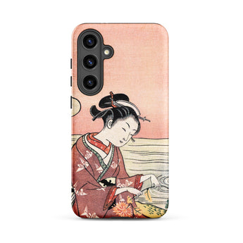 Japanese Woman Picking Chrysanthemum - Suzuki Harunobu Phone Case Samsung Galaxy S24 Plus / Matte Phone Case Traditional Japanese Ukiyo-e