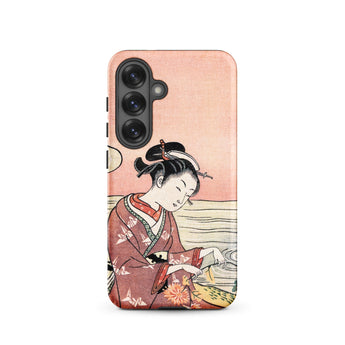 Japanese Woman Picking Chrysanthemum - Suzuki Harunobu Phone Case Samsung Galaxy S25 / Matte Phone Case Vintage-style Illustration