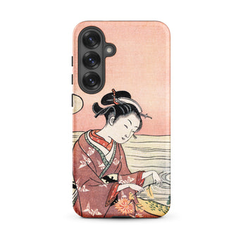 Mujer japonesa recogiendo crisantemo - Funda Samsung de Suzuki Harunobu, Galaxy S25 Plus / Mate, Fundas de Teléfono Móvil, Toby Leon