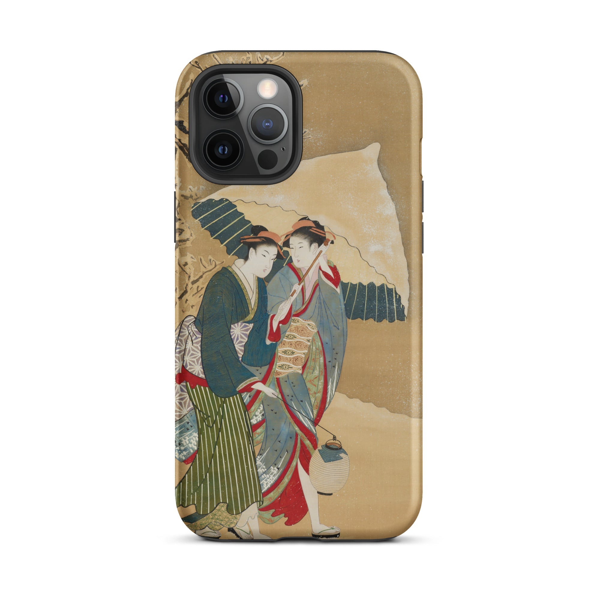 Japanese Women in Snow Shunman Iphone Case, 12 Pro Max / Matte, Phone Case Ukiyo e Style Painting Two Women Kimonos