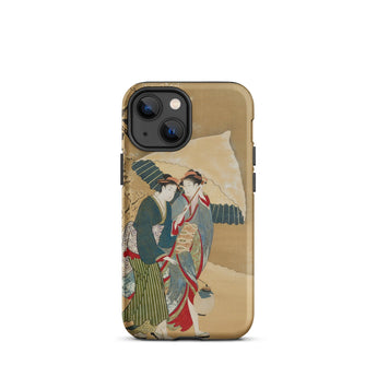 Japanese Women in Snow - Shunman Phone Case Iphone 13 Mini / Matte Brown Iphone Case Japanese Art