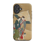 Japanese Women in Snow - Shunman Phone Case Iphone 16 Plus / Matte Smartphone Case Traditional Japanese Ukiyo-e Style Painting Two Iphone