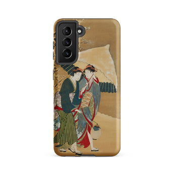 Japanese Women in Snow - Shunman Phone Case Samsung Galaxy S21 Fe / Matte Phone Case Traditional Japanese Ukiyo-e Style Illustration Two