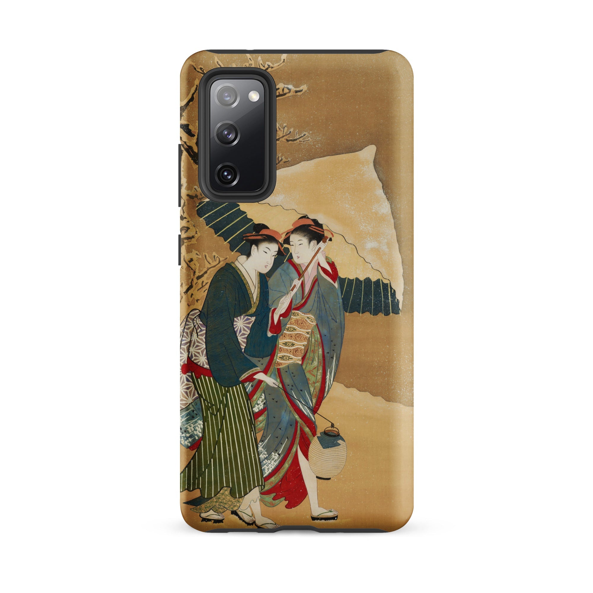 Japanese Women in Snow Shunman Samsung Case, Galaxy S20 Fe / Matte, Phone Case Traditional Japanese Art Design Two Women