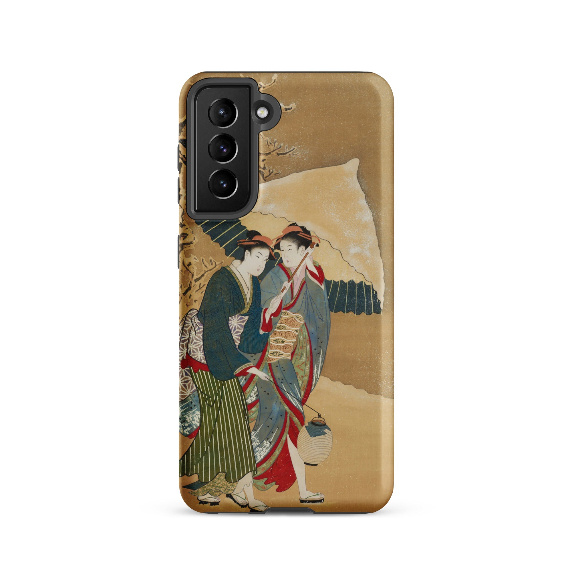 Japanese Women in Snow Shunman Samsung Case, Galaxy S21 / Matte, Smartphone Case Traditional Japanese Painting Two Women