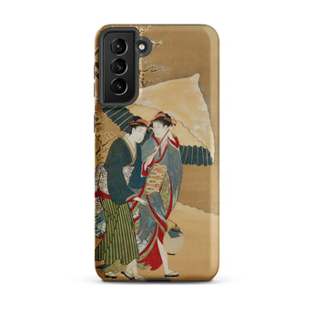 Japanese Women in Snow - Shunman Samsung Case, Galaxy S21 Plus / Matte, Smartphone Case Traditional Japanese Art Print Two Women