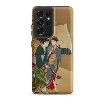 Japanese Women in Snow - Shunman Samsung Case, Galaxy S21 Ultra / Matte, Smartphone Case Traditional Japanese Painting Two Women