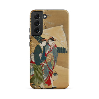Japanese Women in Snow - Shunman Samsung Case, Galaxy S22 Plus / Matte, Smartphone Case Traditional Japanese Painting Two Women Kimonos
