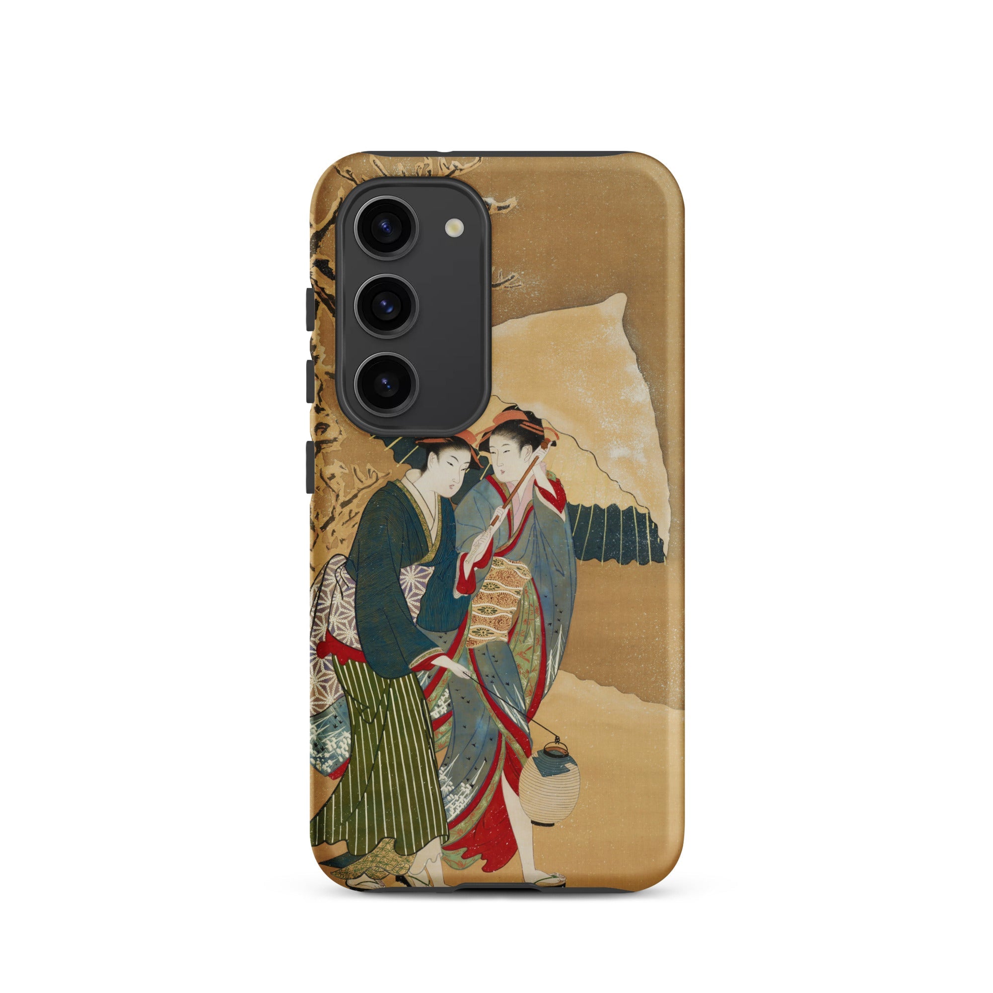 Japanese Women in Snow Shunman Samsung Case, Galaxy S23 / Matte, Smartphone Case Traditional Japanese Painting Two Women