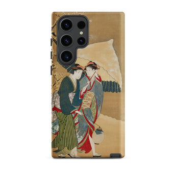 Japanese Women in Snow - Shunman Samsung Case, Galaxy S23 Ultra / Matte, Smartphone Japanese Ukiyo-e Art Design Case Two Women