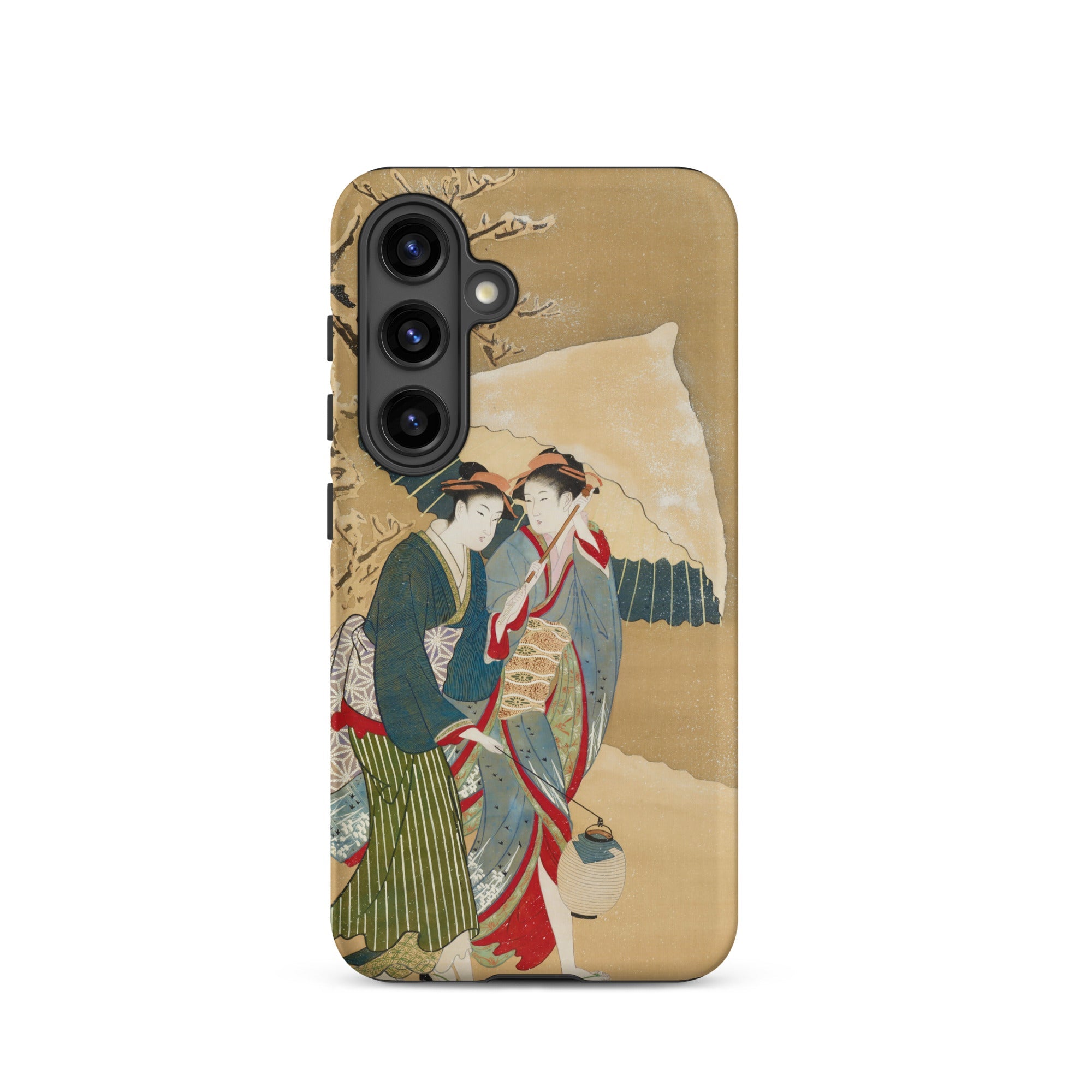 Japanese Women in Snow Shunman Samsung Case, Galaxy S24 / Matte, Smartphone Case Traditional Japanese Painting Two Women Kimonos