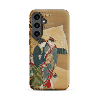 Japanese Women in Snow - Shunman Samsung Case, Galaxy S24 Plus / Matte, Smartphone Case Traditional Japanese Painting Two Women Kimonos
