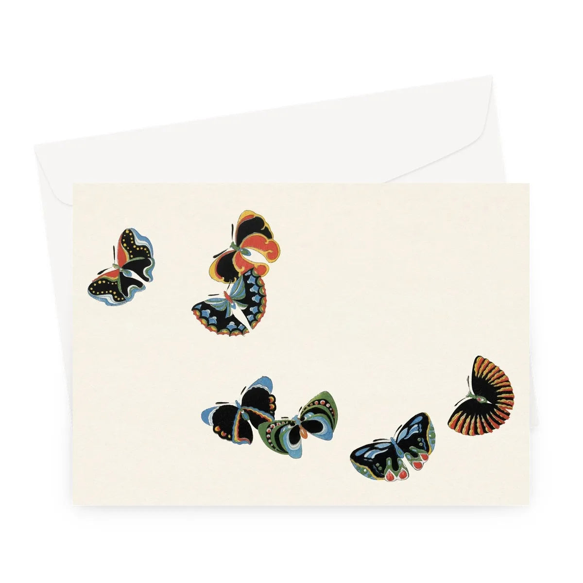 Japanese Woodblock Butterflies By Kamisaka Sekka Greeting Card - A5 Landscape / 1 Card - Greeting & Note Cards
