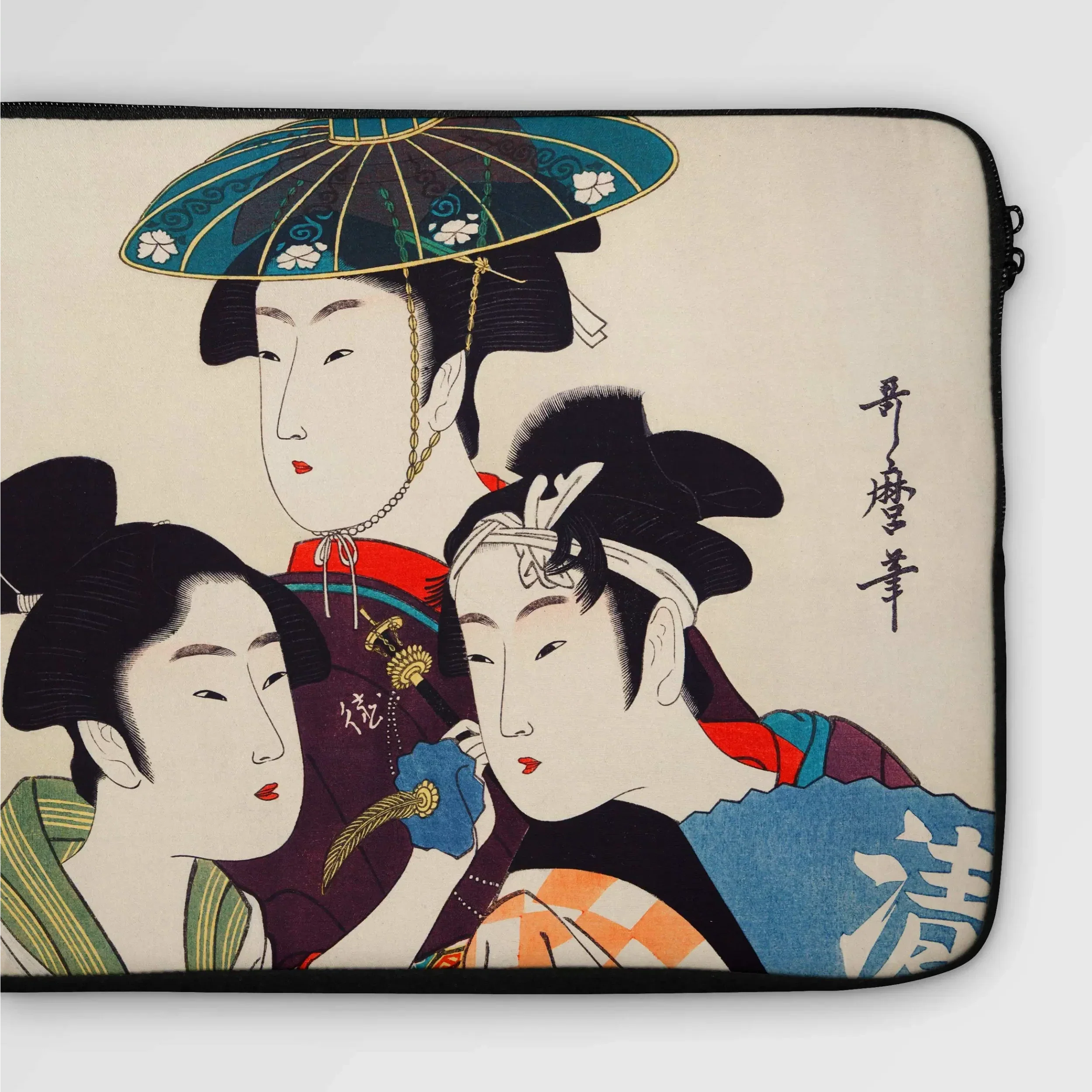 Three Young Men or Women Laptop Sleeve - Utamaro Kitagawa Computer Covers & Skins