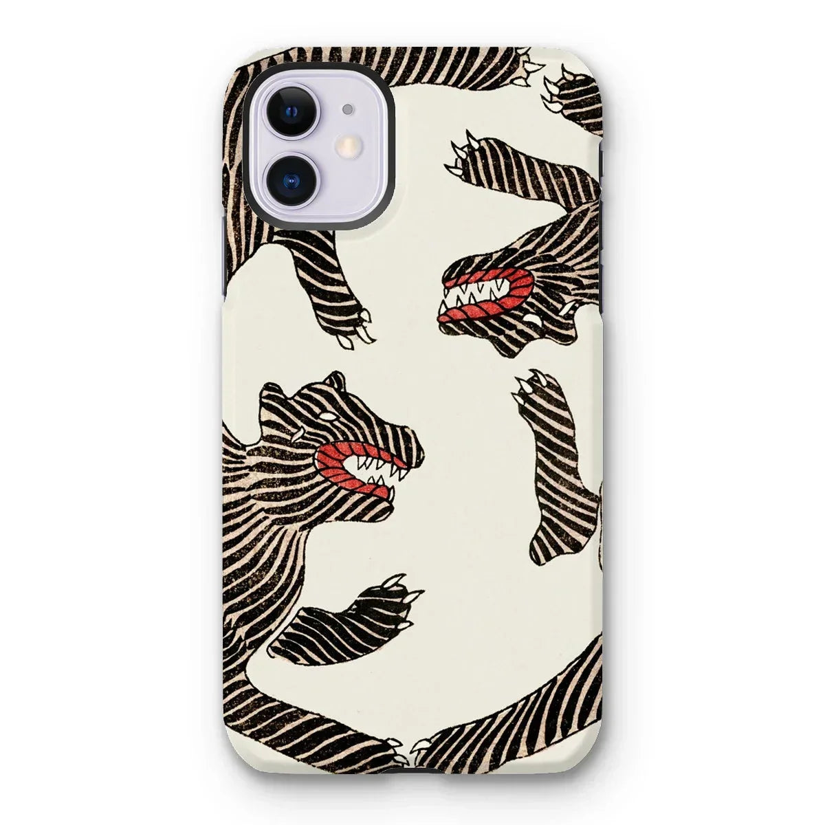 Japanese Woodblock Tiger - Taguchi Tomoki Iphone Case, 11 / Matte, Iphone Case Pattern Stylized Zebra-like Creatures Red Mouths
