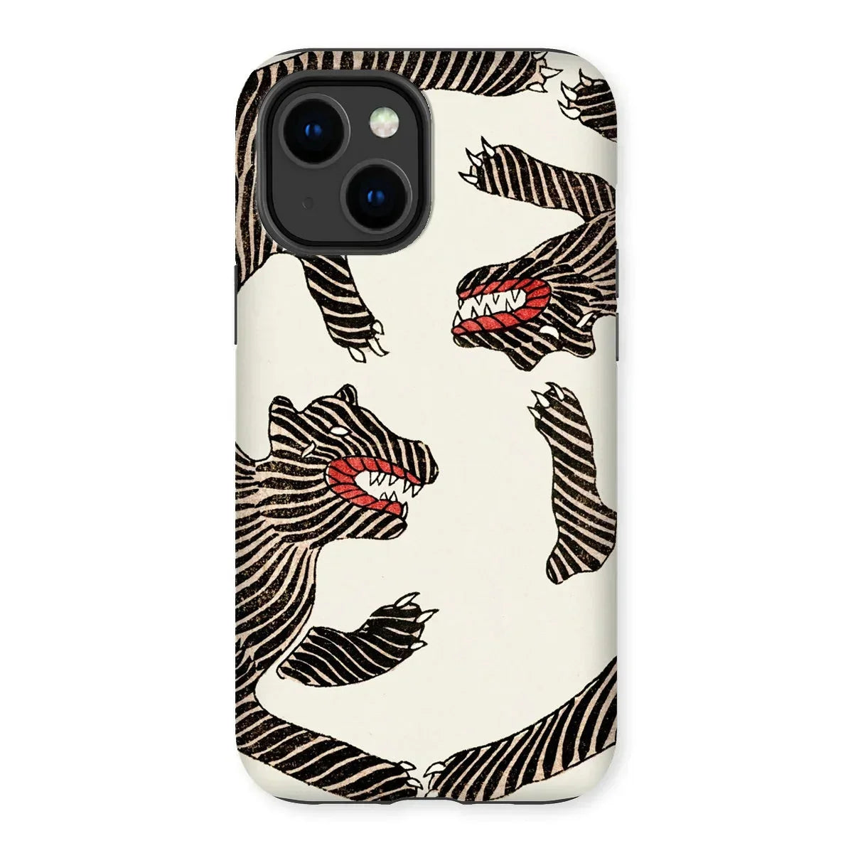 Japanese Woodblock Tiger - Taguchi Tomoki Iphone Case, 14 Plus / Matte, Iphone Case Zebra-inspired Pattern Stylized Zebra Heads Red
