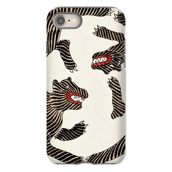 Japanese Woodblock Tiger - Taguchi Tomoki Phone Case Iphone 8 / Matte Pattern Stylized Zebra-like Creatures Red Mouths, Urban Jungles