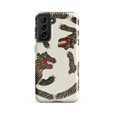 Japanese Woodblock Tiger - Taguchi Tomoki Phone Case Samsung Galaxy S21 Fe / Gloss Sleek Off-white Phone Case Bold Black-and-red
