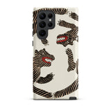 Japanese Woodblock Tiger - Taguchi Tomoki Phone Case Samsung Galaxy S22 Ultra / Matte Sleek Phone Case Bold Black-and-white Zebra-striped