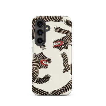 Japanese Woodblock Tiger - Taguchi Tomoki Phone Case Samsung Galaxy S24 / Matte Phone Case Bold Black-and-white Zebra-striped Tiger Design