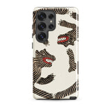 Japanese Woodblock Tiger - Taguchi Tomoki Phone Case Samsung Galaxy S25 Ultra / Gloss Sleek Cream-colored Phone Case Bold Black-and-white