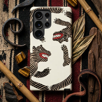 Japanese Woodblock Tiger - Taguchi Tomoki Phone Case White Phone Case Bold Black-and-red Zebra-striped Tiger Design Taguchi Tomoki,