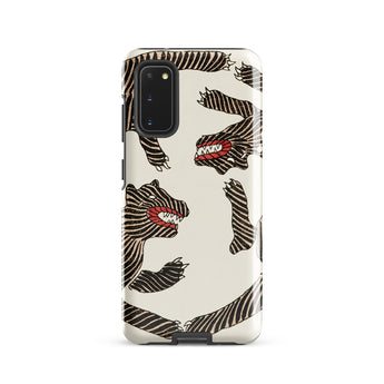 Japanese Woodblock Tiger - Taguchi Tomoki Samsung Case, Galaxy S20 / Gloss, White Phone Case Black Tiger Stripes Red Mouths